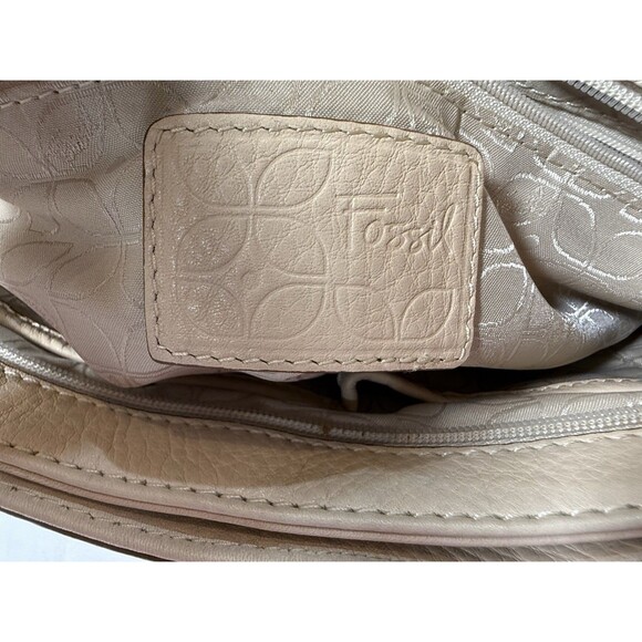 Fossil Cream or Ivory Pebbled Leather Satchel Shoulder Bag Blackburn Collection - Picture 3 of 16